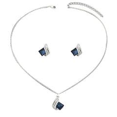 Ensemble collier et boucles d'oreilles en cristal incrusté géométrique