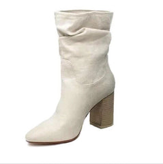 Suede Thick Heel Boots in 4 Colors