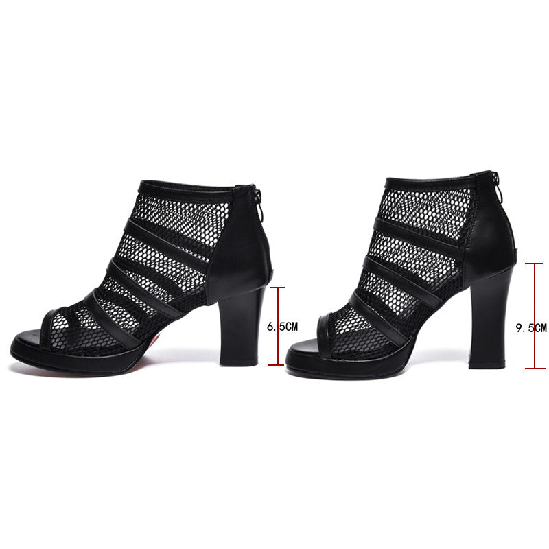 Black High Heels With Mesh and Zipper