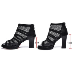Black High Heels With Mesh and Zipper