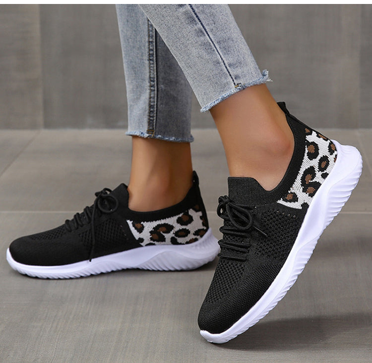 Schnür-Sneaker mit Leopardenmuster in 4 Farben