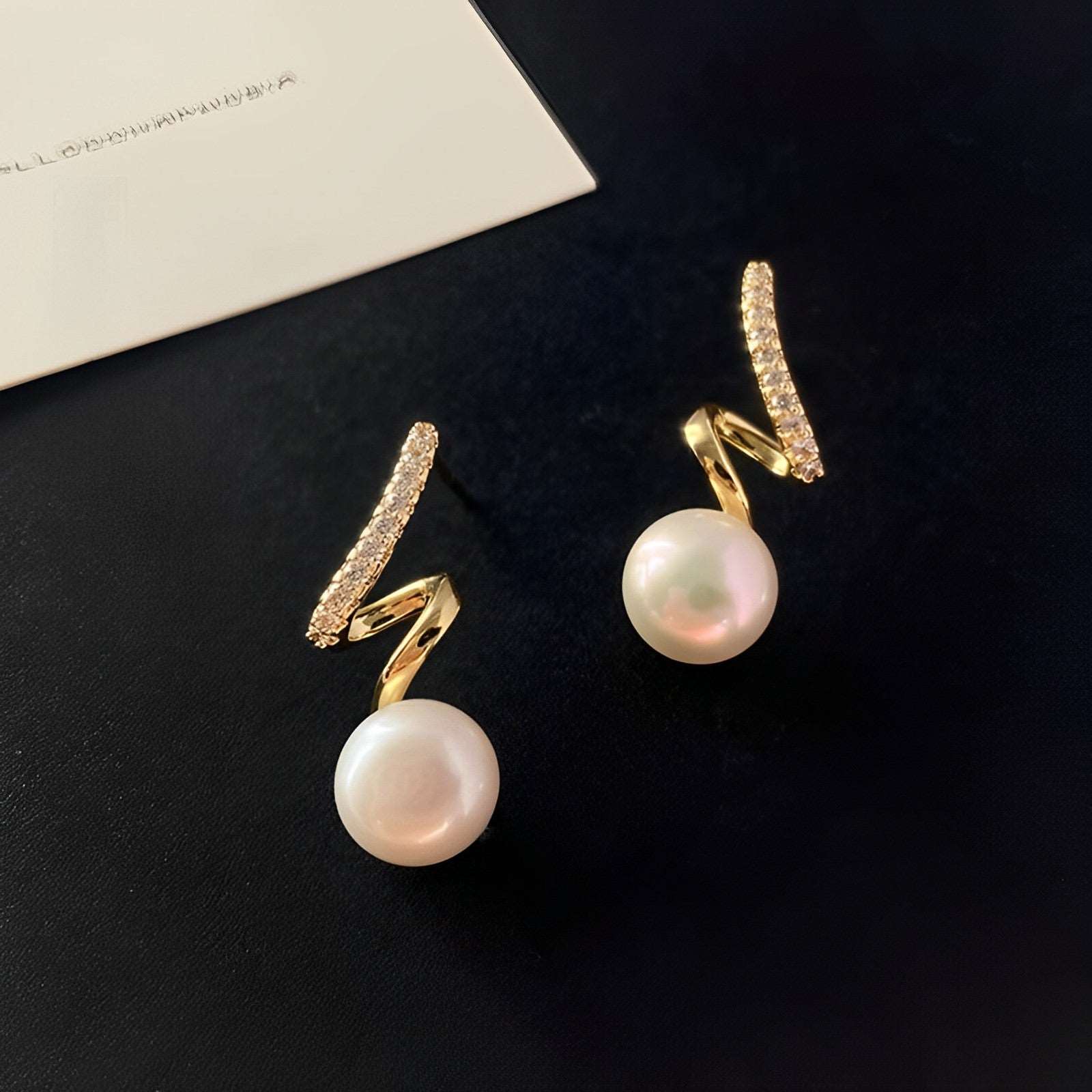 Faux Diamond and Pearl Drop Earrings