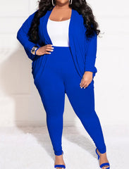 Plus Size Two Piece Jacket Bodycon Pants