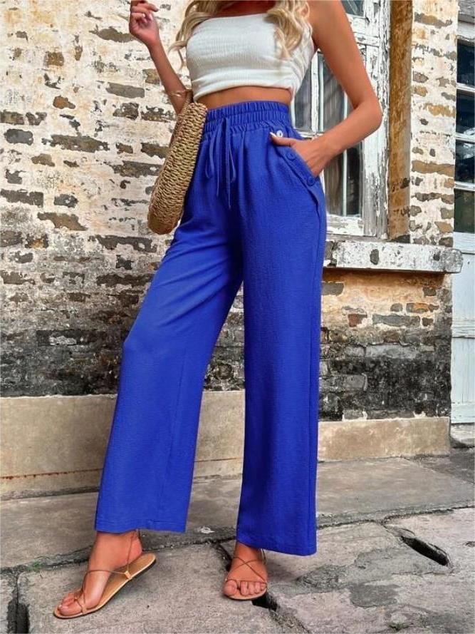 High Waist Wide Leg Pants with Pockets