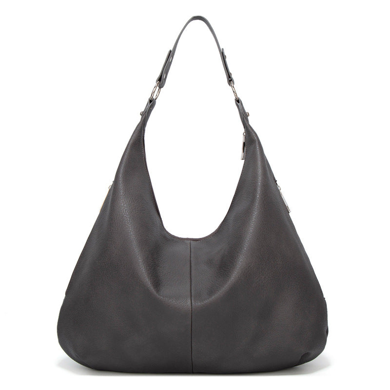 Solid Color Hand Shoulder Bag with Zipper