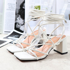 Strappy Chunky Heel Sandals in 3 Colors