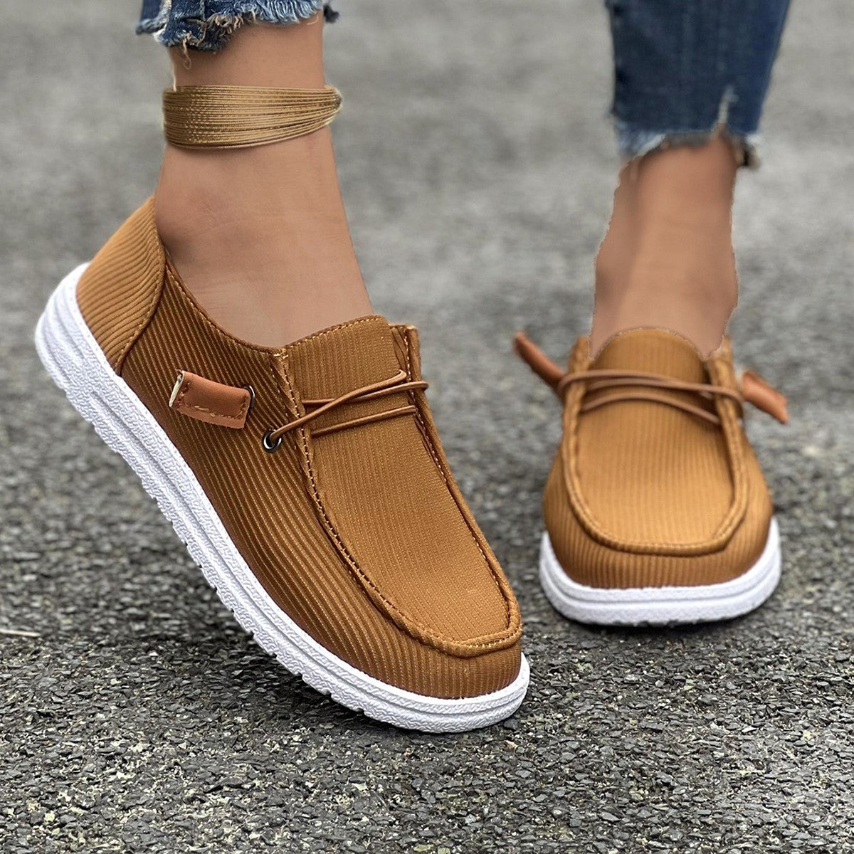 Flat Bottom Slip On Casual Boat Shoes