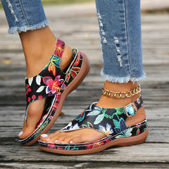 Printed Flat Heel Roman Sandals in 3 Patterns