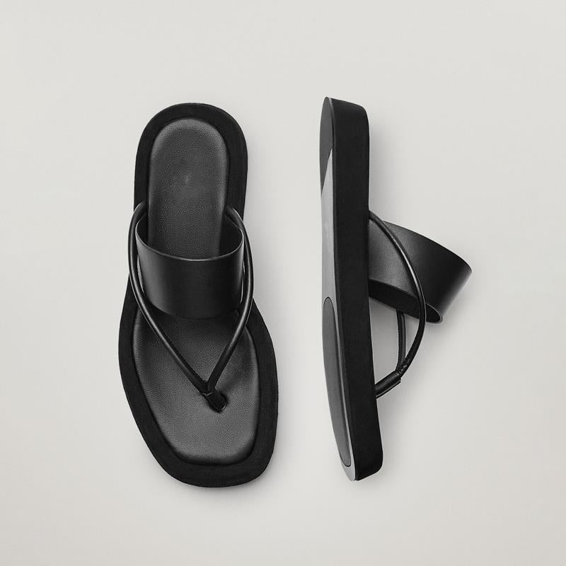 Sophisticated PU Leather Thong Sandals