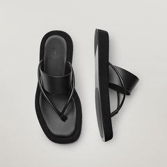 Sophisticated PU Leather Thong Sandals