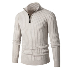 Men's Long Sleeve Half-Turtleneck Zip-Up Sweater in 5 Colors M-3XL