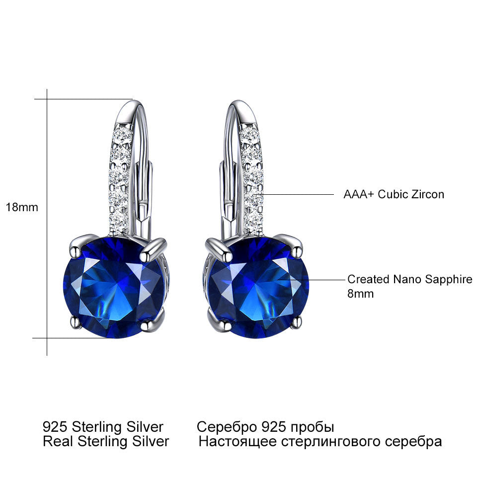 Sterling Silver Drop Topaz Gemstone and Diamond Earrings