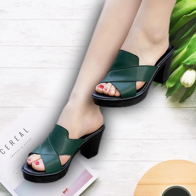 Thick High Heel Sandals in 3 Colors