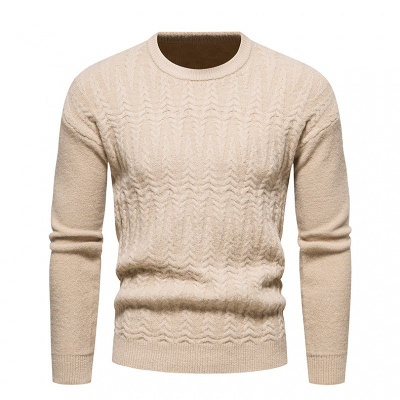 Men's Round Neck Jacquard Pullover Sweater in 8 Colors M-XXL