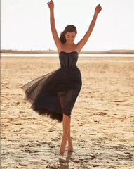 Sleeveless Formal Evening Dress with Corset Lace-Up Bodice