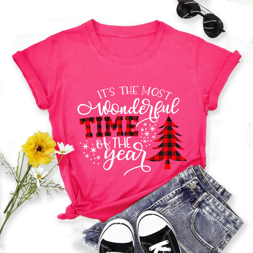 Round Neck Christmas Short Sleeve Shirt