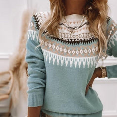 Round Neck Long Sleeve Printed Sweater S-XXXL