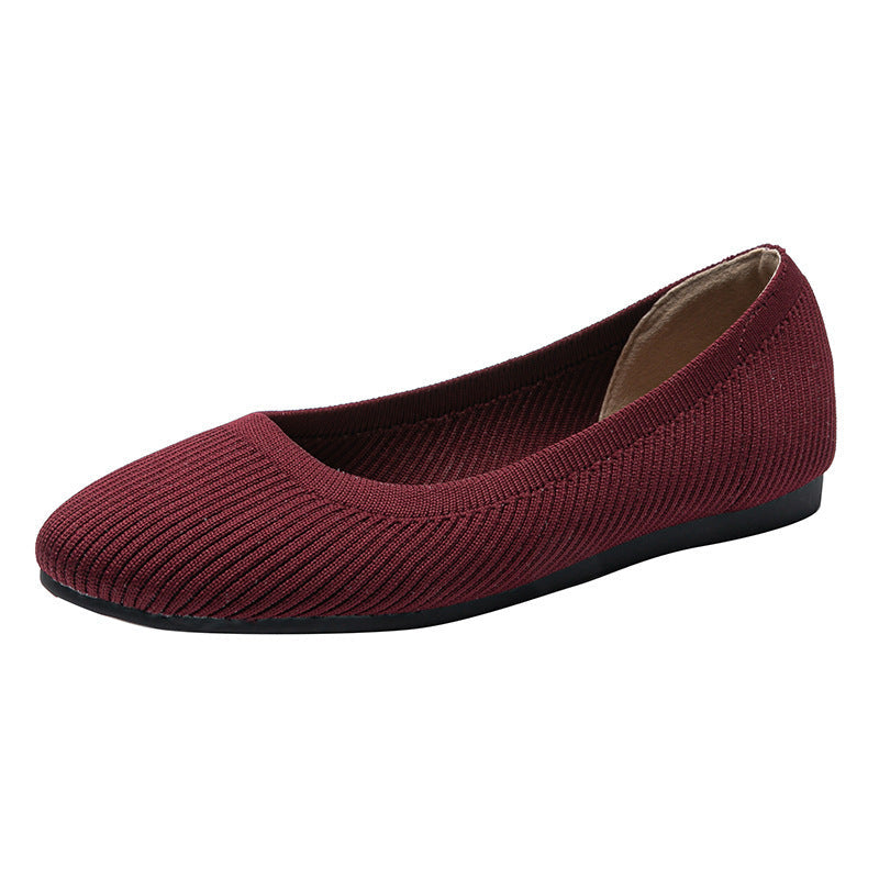 Solid Color Slip On Flats with Round Toe