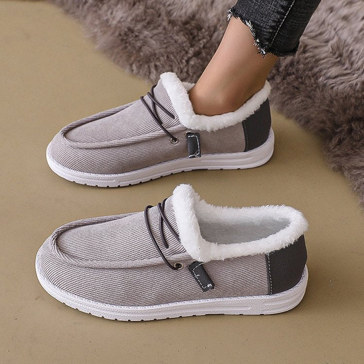 Warm Fleece-Lined Canvas Slip On Shoes