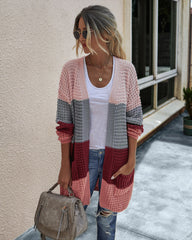 Knit Colorblock Cardigan with Pockets