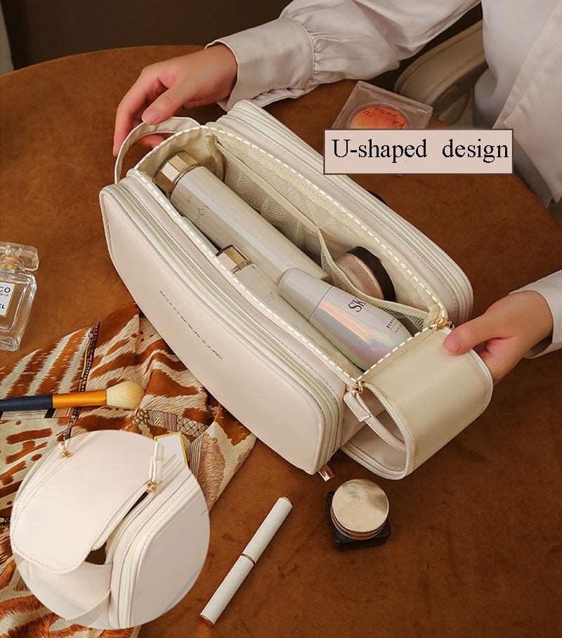 Multi-Compartment Double Zipper Cosmetic Bag in 4 Colors