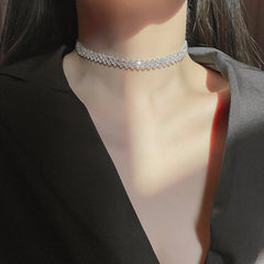 Funkelnde Strass Choker Silber Halskette