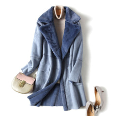 Mid-Length Padded Coat with Lapel and Pockets in 2 Colors S-2XL