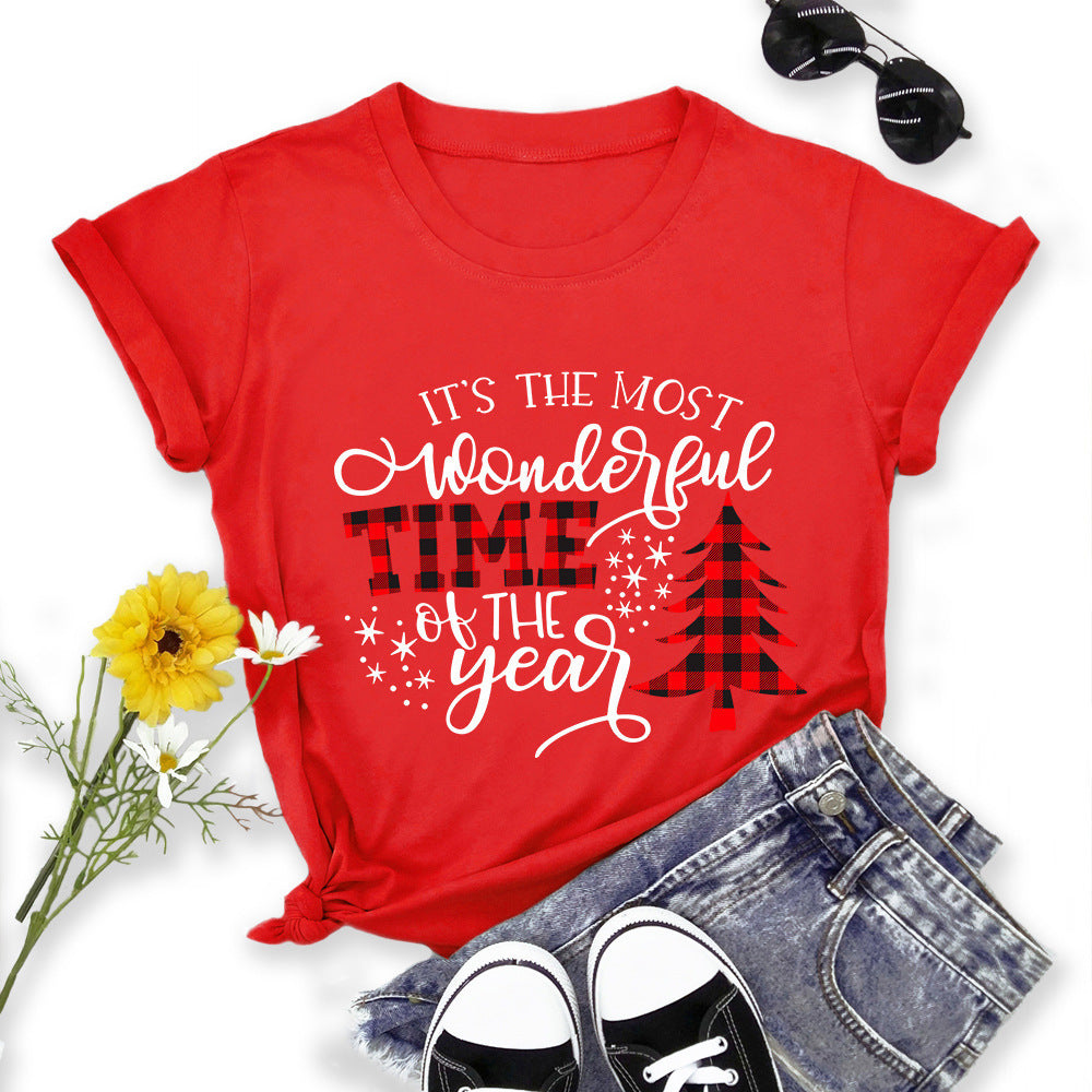 Round Neck Christmas Short Sleeve Shirt