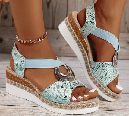 Wedge Sandals with Decorative Ring in 7 Colors