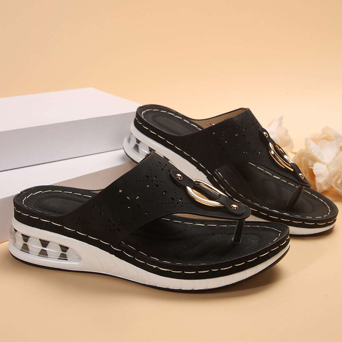 Thong Sandals with Wedge Heel