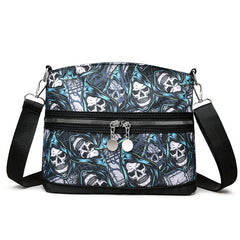 Skull Print Shoulder Bag with Adjustable Crossbody Strap