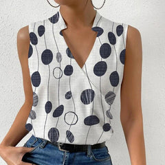 V-Neck Printed Sleeveless Top
