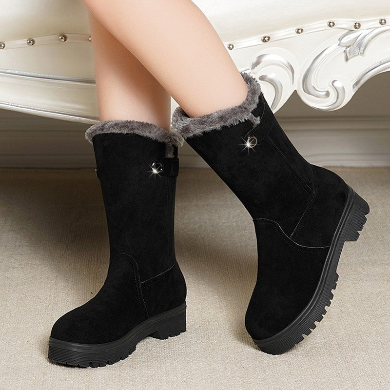Suede Fur-Lined Boots in 2 Colors