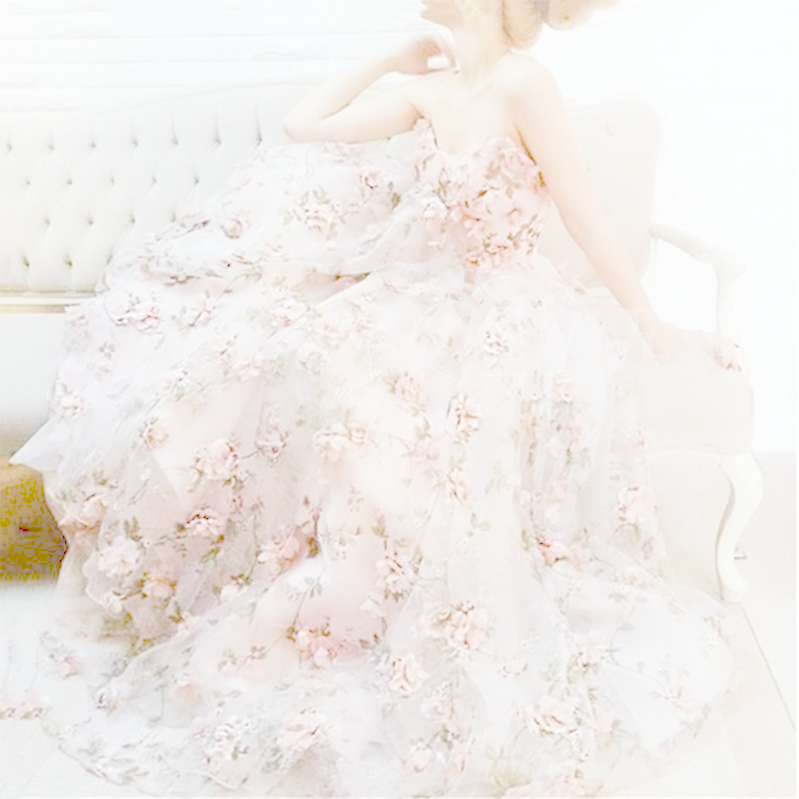 Floral Mid-Waist Lace Strapless Gown XS-2XL