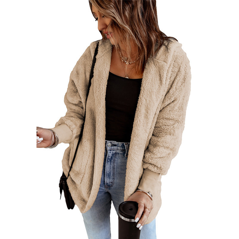 Plüschiger Langarm-Cardigan in 7 Farben S-3XL