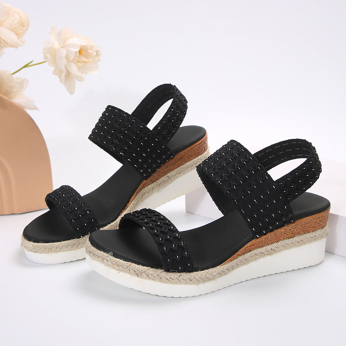 Wedge Sandals with Ankle Strap in 3 Colors