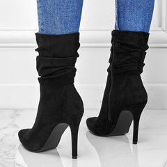 Pointed Toe Stiletto Ankle Boots with Side Zipper in 3 Colors