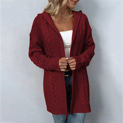 Solid Color Hooded Cardigan Sweater in 3 Colors S-XL