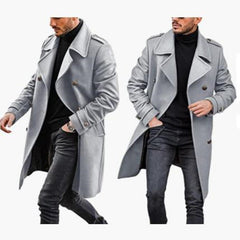 Men's Wool Coat with Lapel and Pockets
