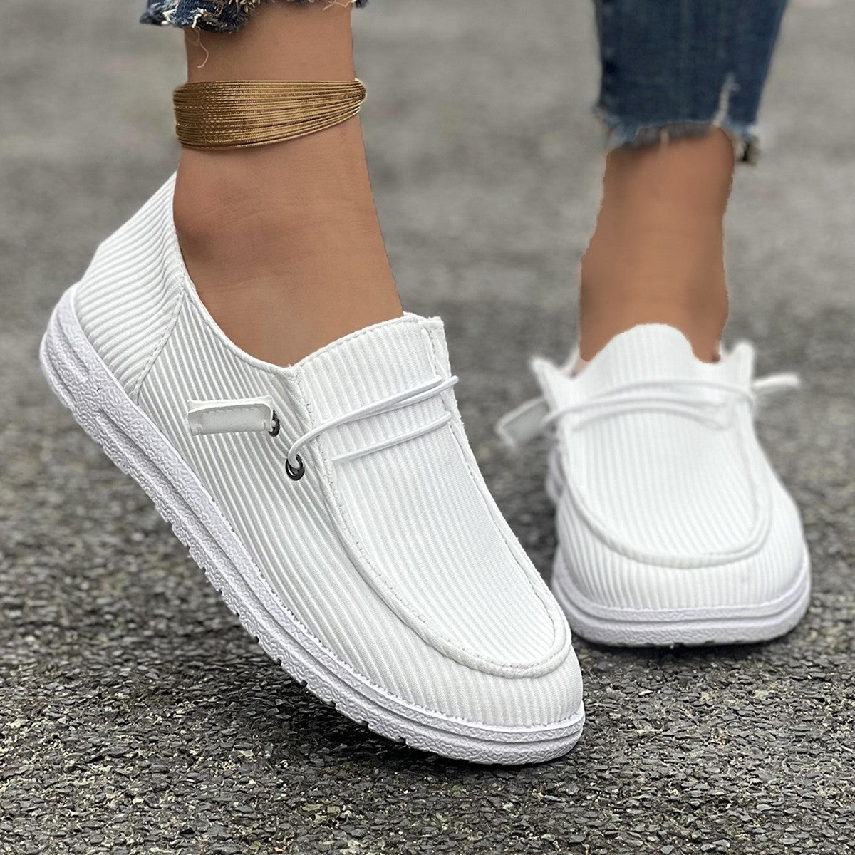Flat Bottom Slip On Casual Boat Shoes