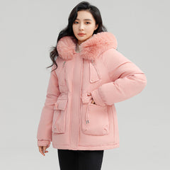 Thick Plush Winter Jacket with Fur-Lined Hood