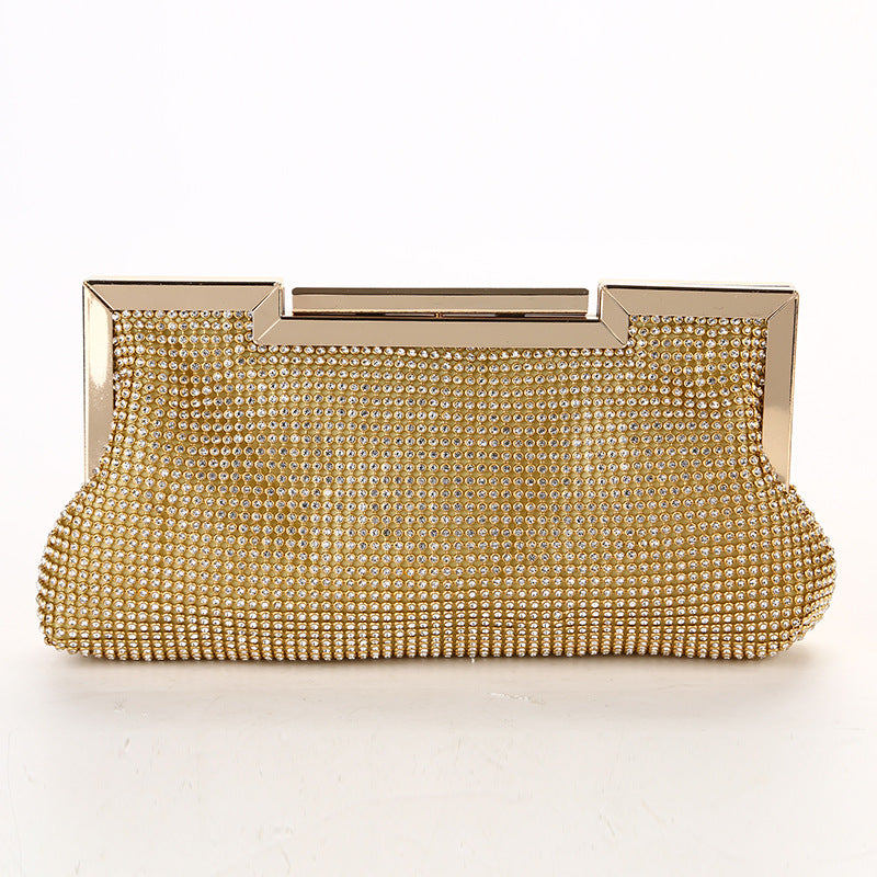 Sparkly Rhinestone Satin Clutch with Shoulder Strap
