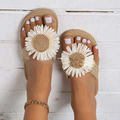 Flat Casual Bohemian Sandals with Flower