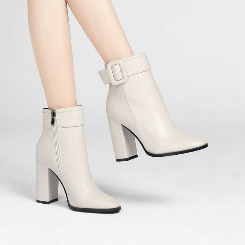 Bottes tendance en cuir à talons hauts avec boucle, disponibles en 3 couleurs