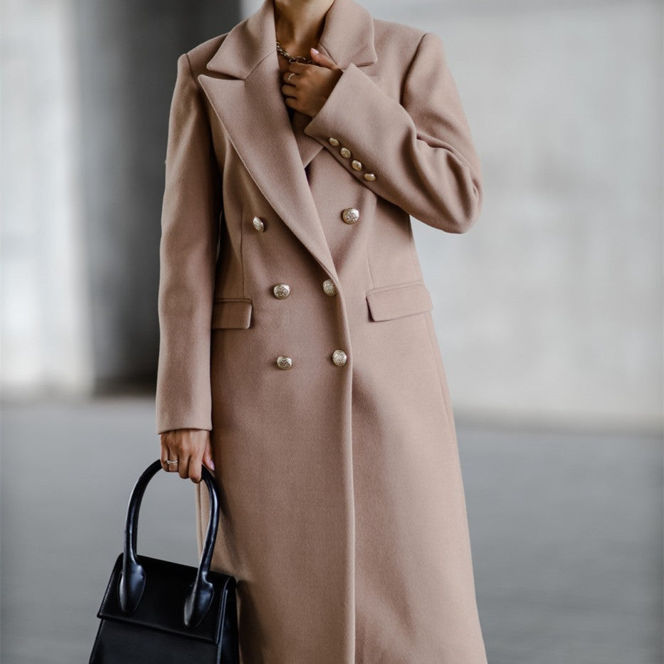 Long Sleeve Coat with Lapel and Buttons in 5 Colors S-2XL