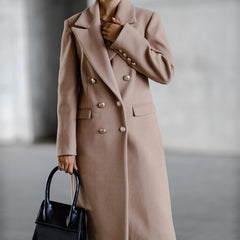 Long Sleeve Coat with Lapel and Buttons in 5 Colors S-2XL