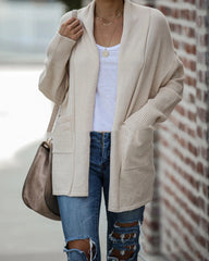 Knit Cardigan with Bat Sleeves and Pockets in 2 Colors S-XL