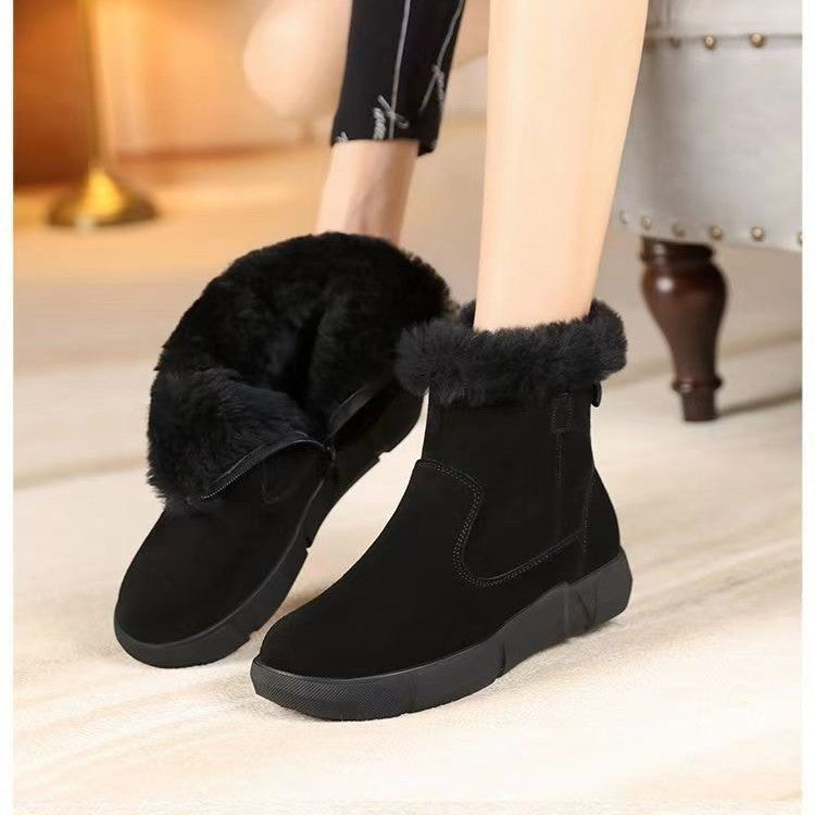 Flat Heel Warm Fleece-Lined Ankle Boots