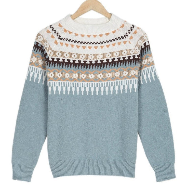 Round Neck Long Sleeve Printed Sweater S-XXXL