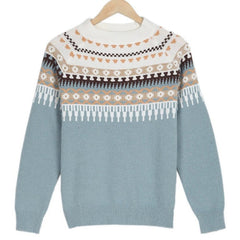 Round Neck Long Sleeve Printed Sweater S-XXXL